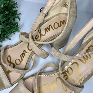 SAM EDELMAN Stacie Block Heel Suede Strappy Sandal